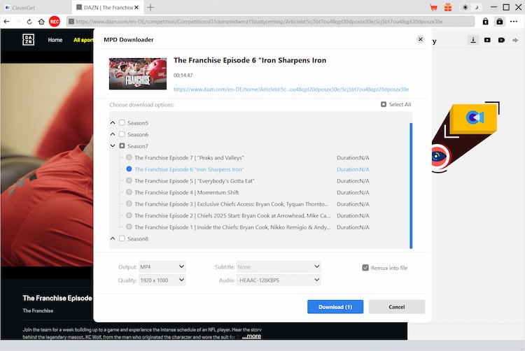 DAZN Downloader Step3