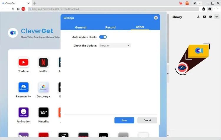 Other settings interface