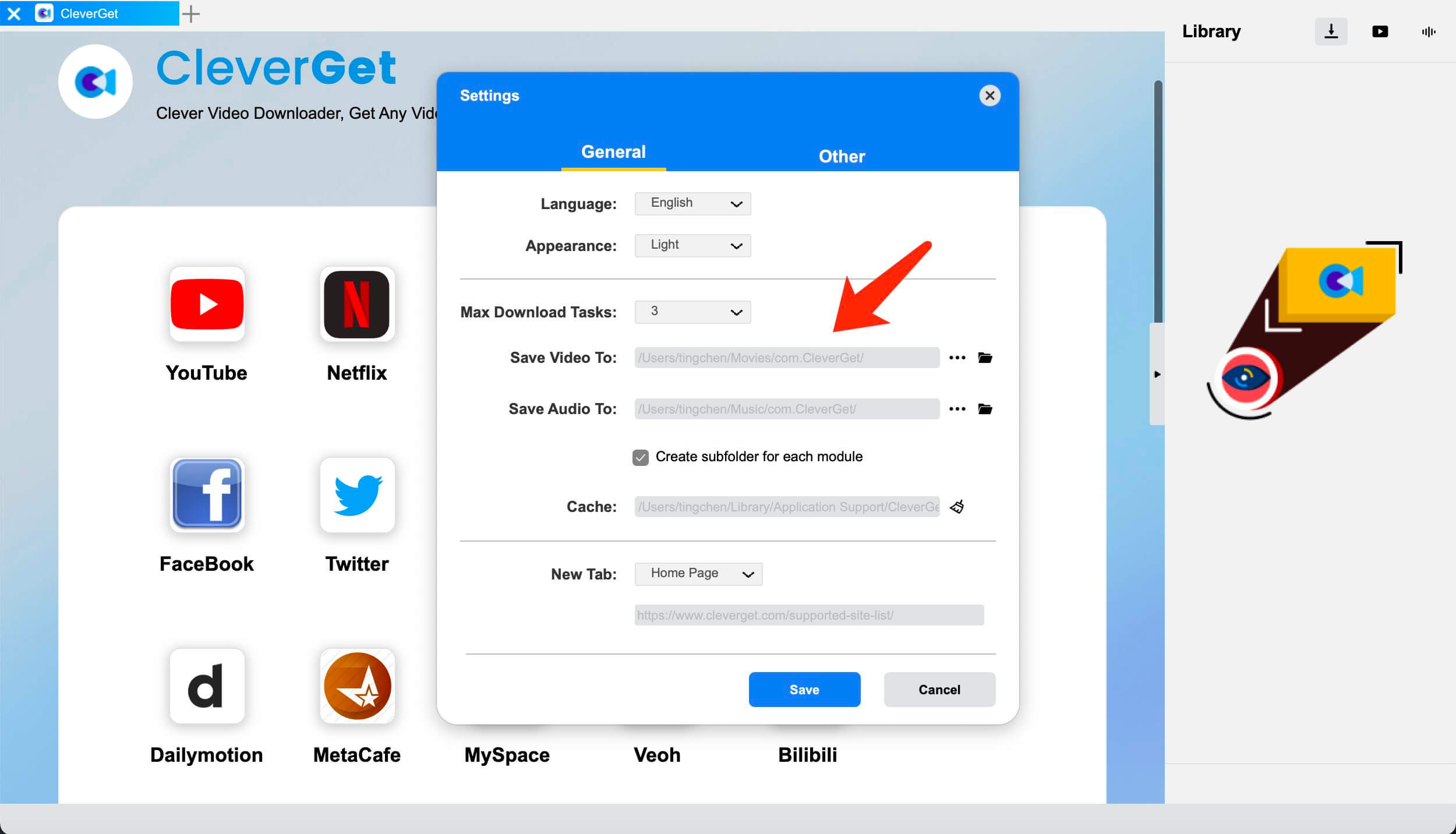   Twitch-VOD-downloader-CleverGet-set-output-directory 