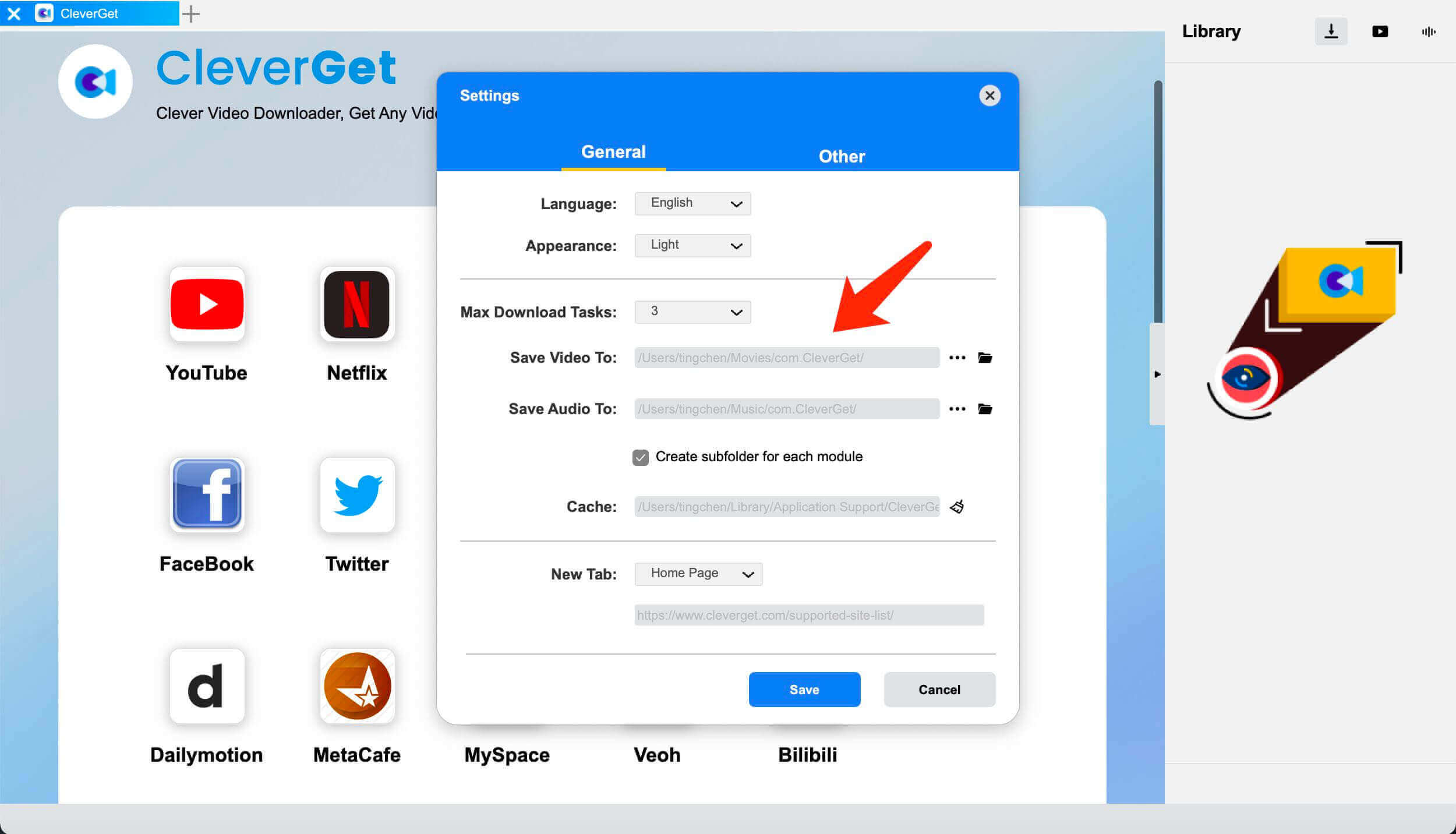 dark-mode-Instagram-CleverGet-set-output-directory