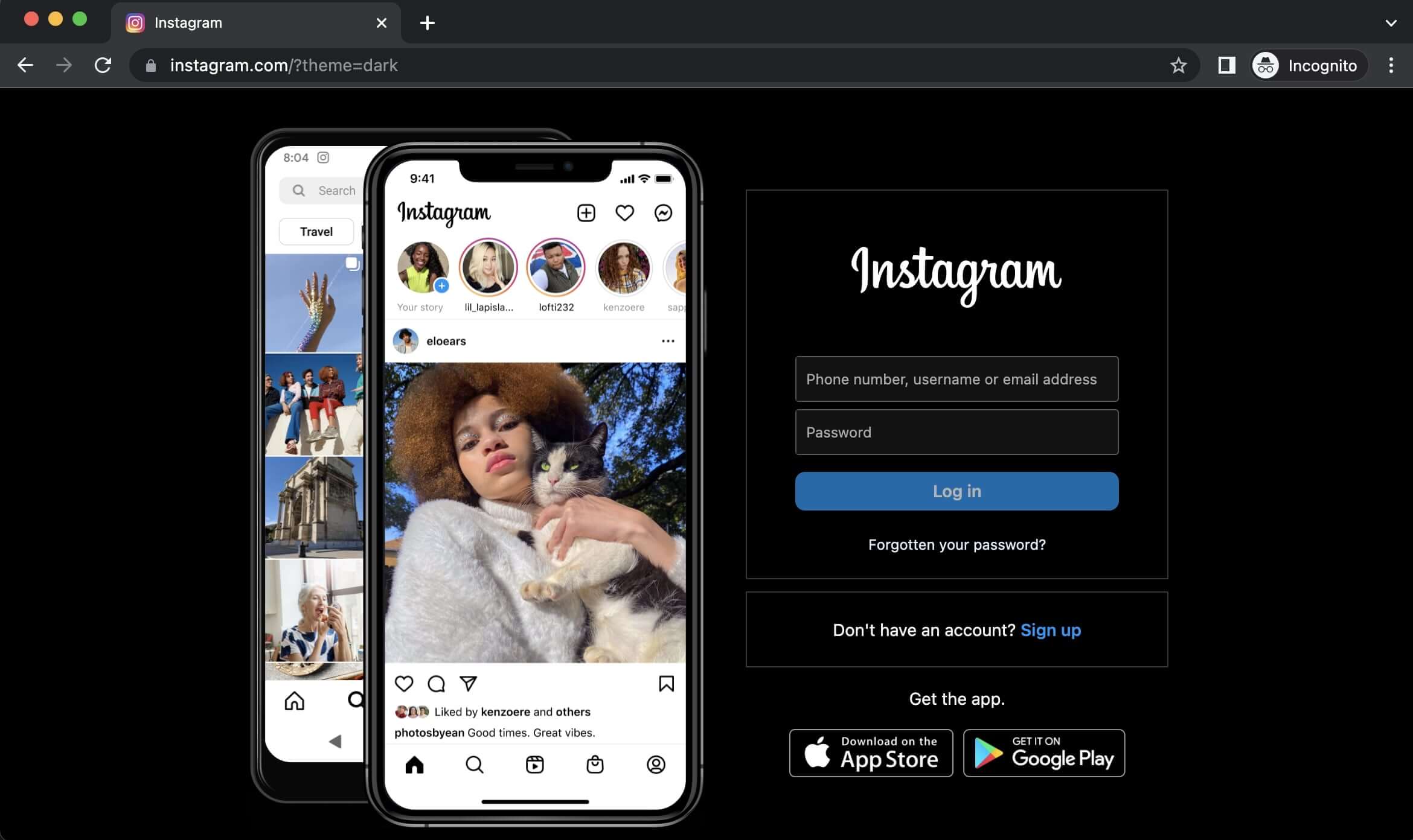 dark-mode-Instagram-website