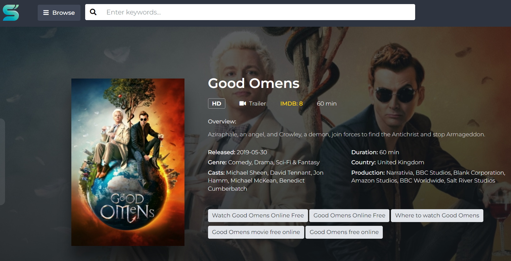 sites to watch good omens