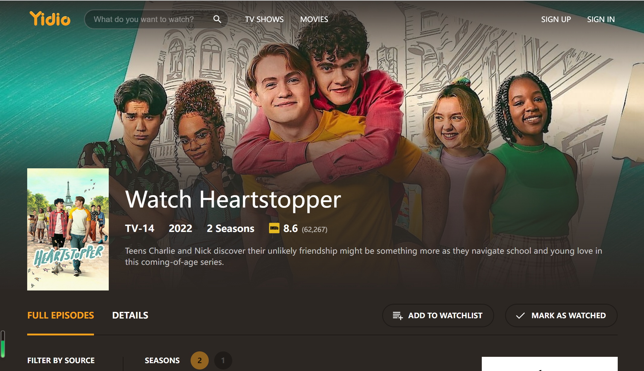 watch heartstopper on Yidio