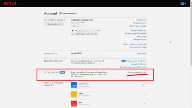 add extra member on netflix