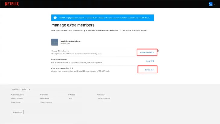 cancel extra member